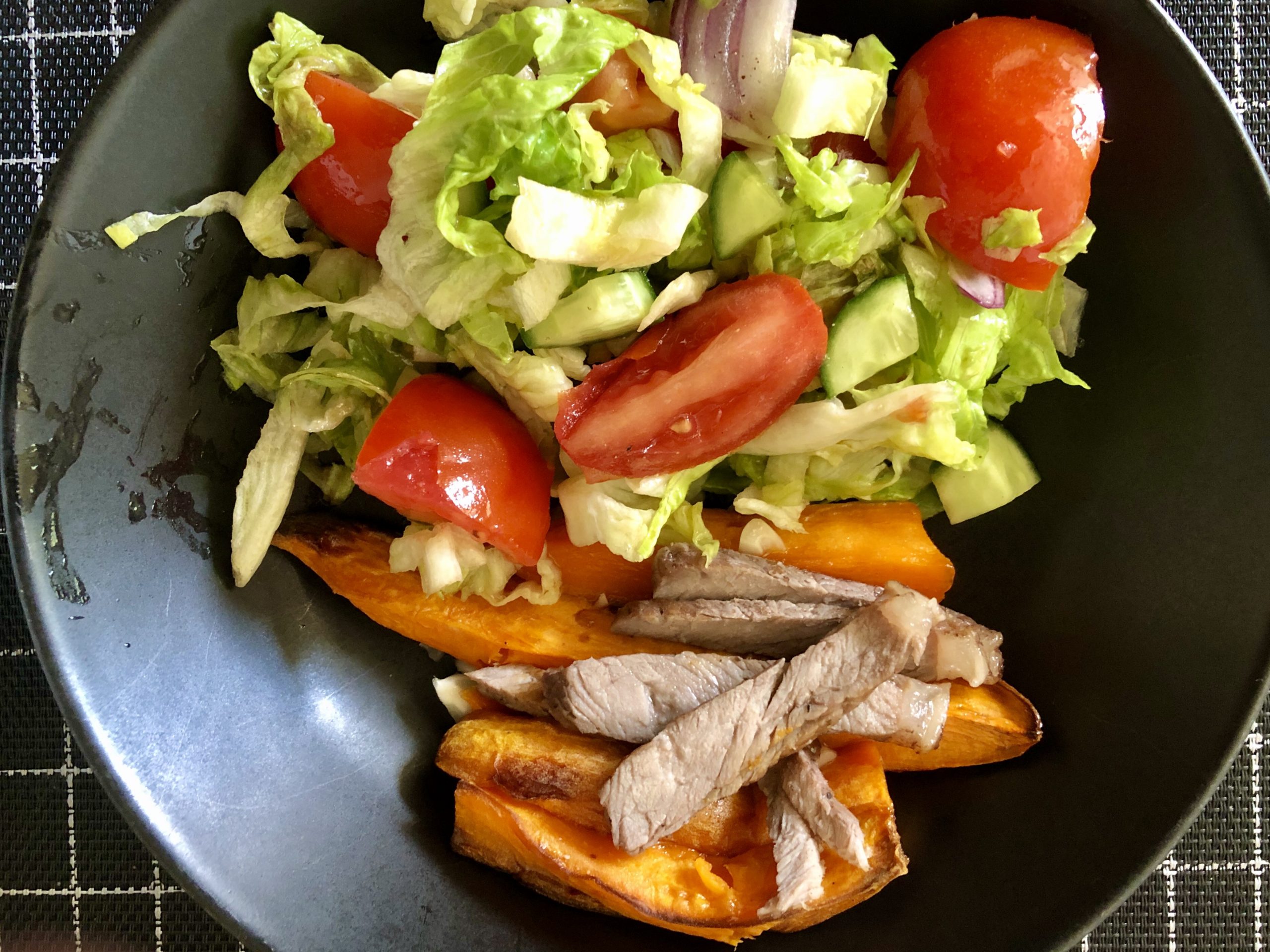 Roasted Sweet Potato with Roast Beef Strips