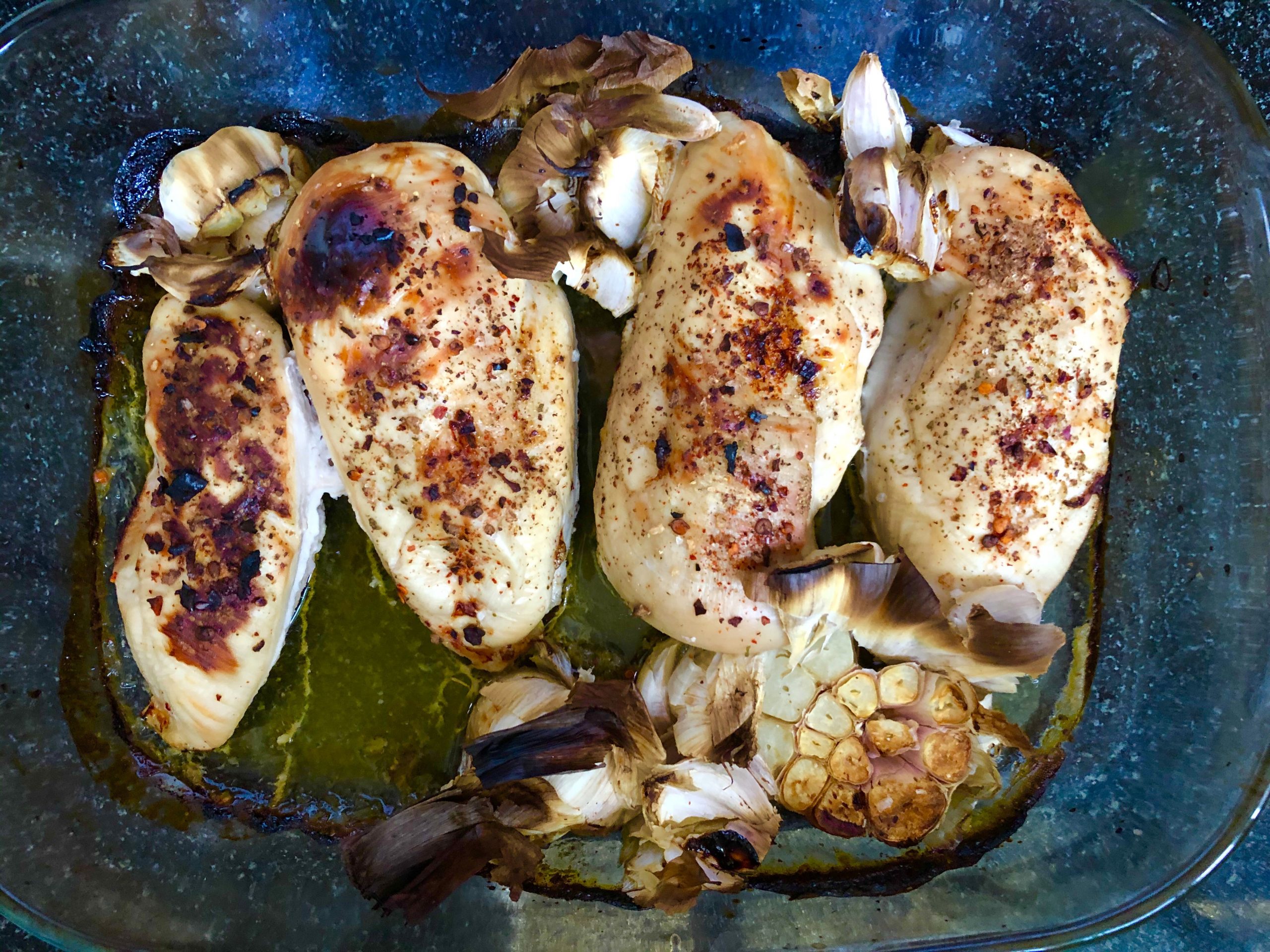 Grilled Chicken Breast with Chili Flakes and Garlic
