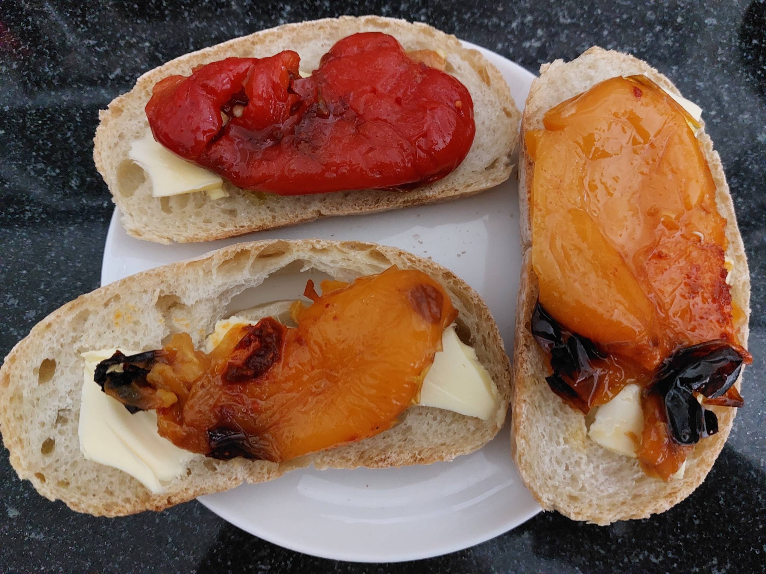 Ciabatta sandwich with roasted peppers